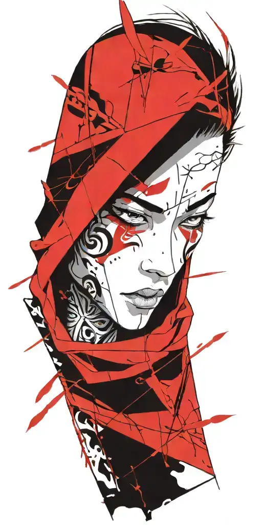 Anime Character Wearing A Oni Mask Fighting Off Inner Demons