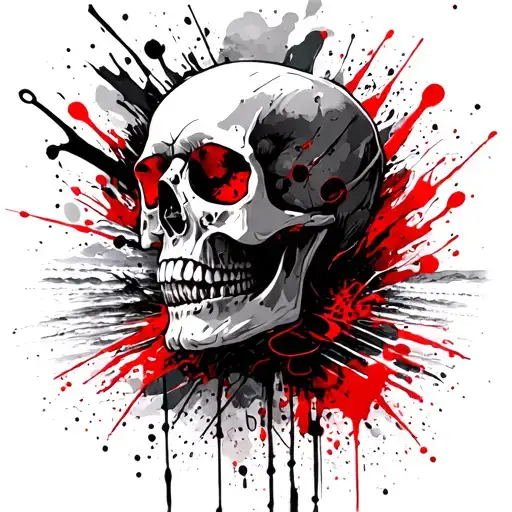 Skull At The Beach Scene