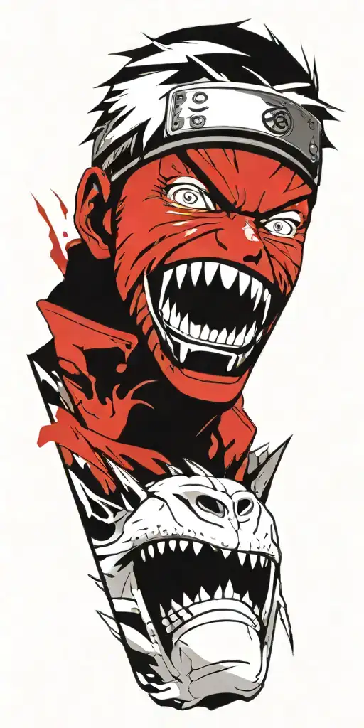 Naruto Screaming Wearing Oni Mask Fighting Off Inner Demons