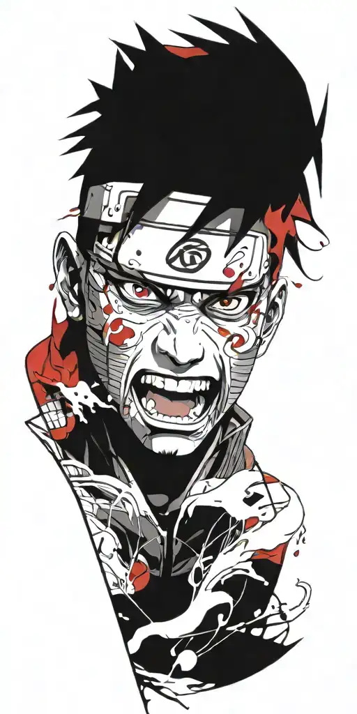 Naruto Screaming Wearing Oni Mask Fighting Off Inner Demons