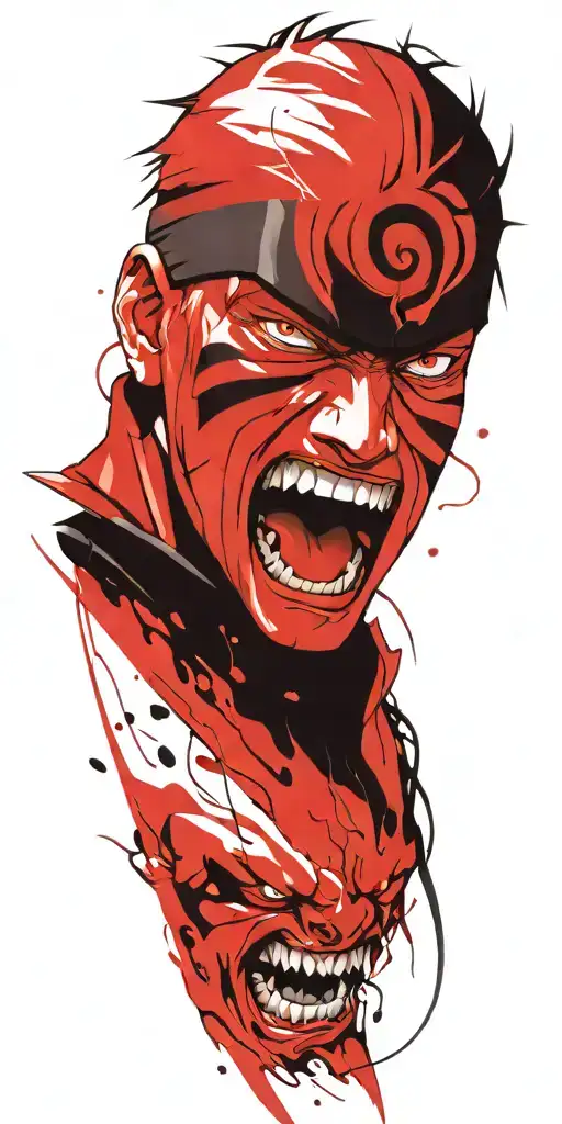 Naruto Screaming Wearing Oni Mask Fighting Off Inner Demons