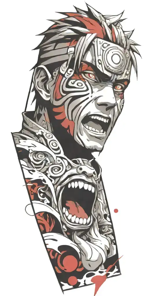 Naruto Screaming Wearing Oni Mask Fighting Off Inner Demons