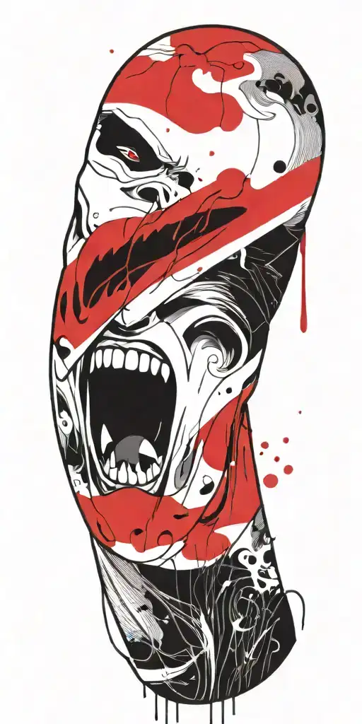 Ichigo Hollow Screaming Wearing Oni Mask Fighting Off Inner Demons