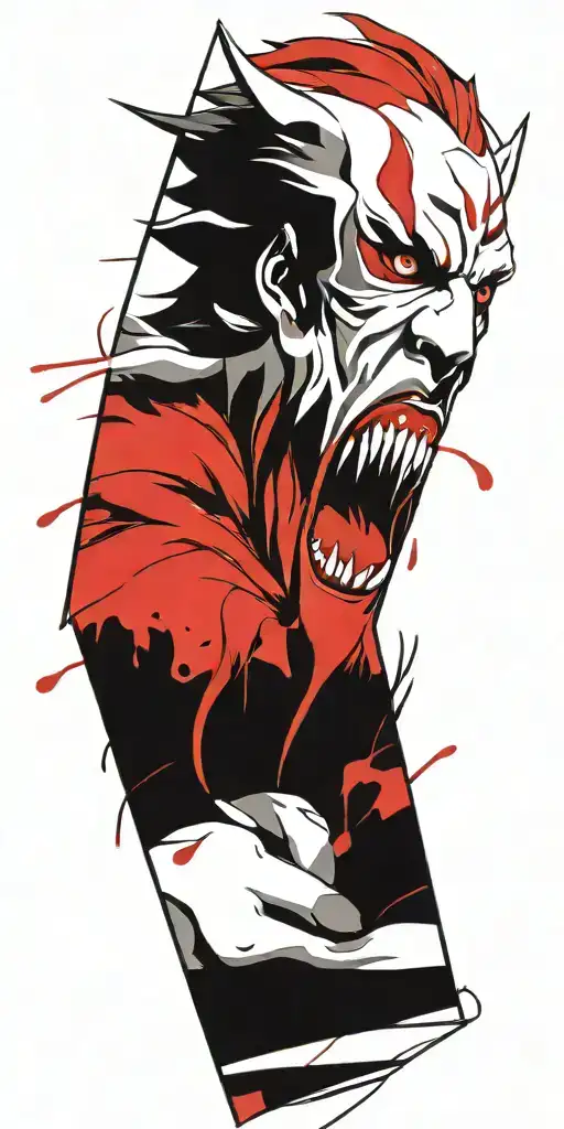 Ichigo Hollow Screaming Wearing Oni Mask Fighting Off Inner Demons