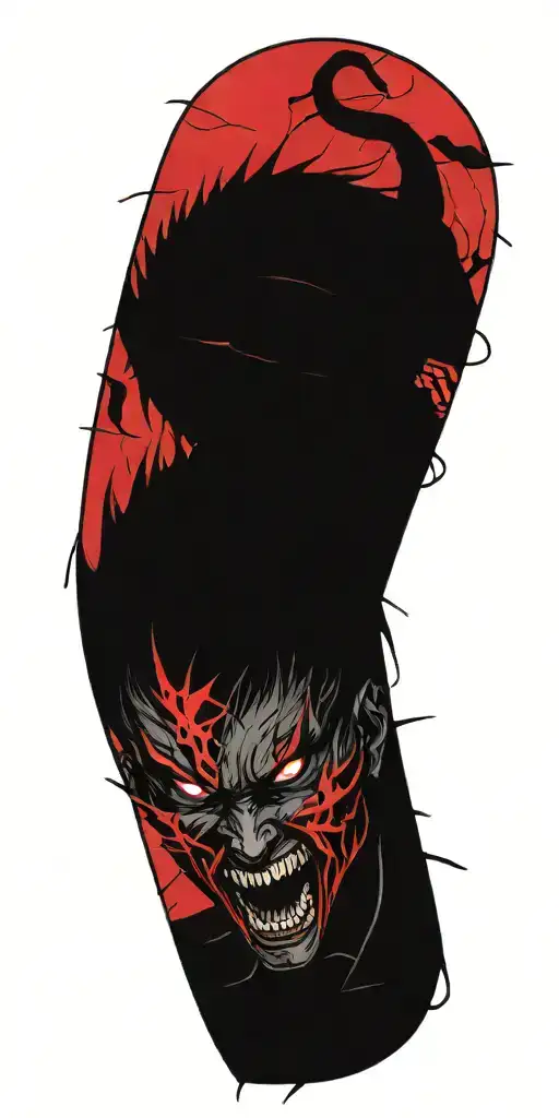 Male Anime Character Wearing Oni Mask Fighting Off Inner Demons