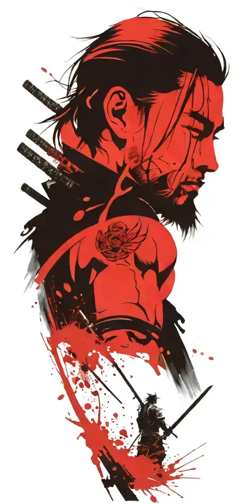 Male Anime Samurai Holding Swords Fighting Off Inner Demons