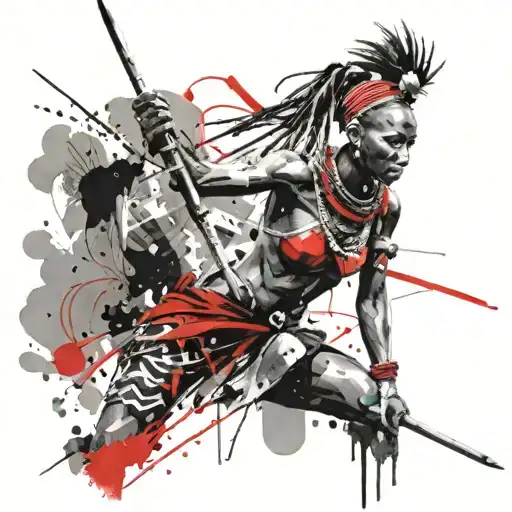 Women Maasai Warrior Battling