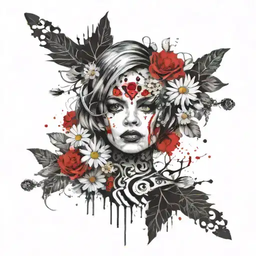 Doll Head Surrounded By Daisies And Babies Breath
