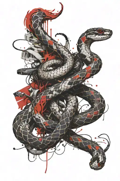 Snake Wrapped Together Symbolizing