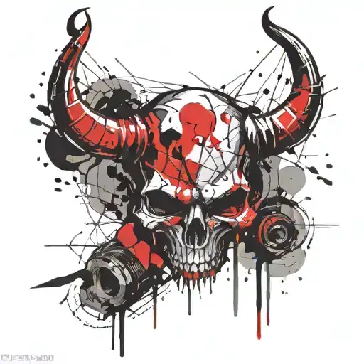 Devil Horns And Skulls Facing Away