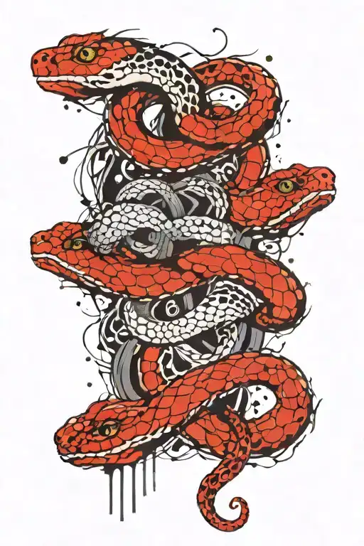 Four Snakes Wrapped Round
