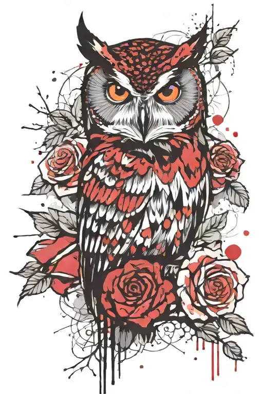 Owl And Roses