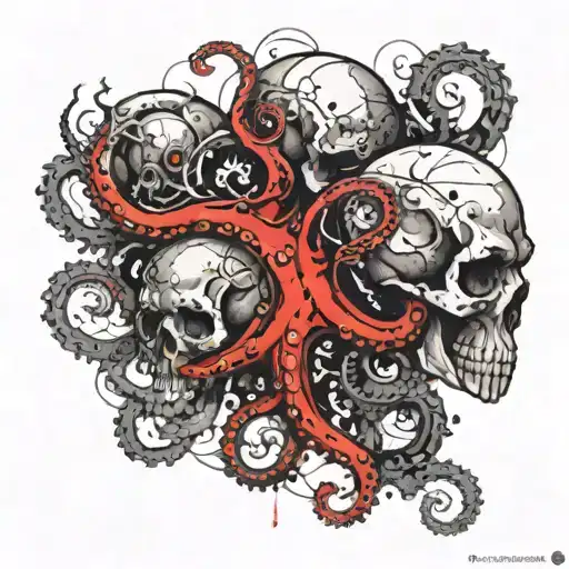 Skull Octopus Tentacles Intertwined