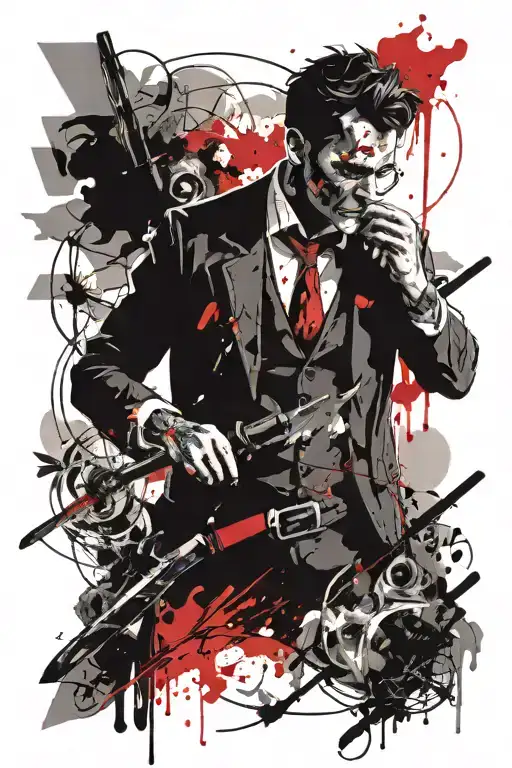 Dr Jekyll With Bloodied Knife