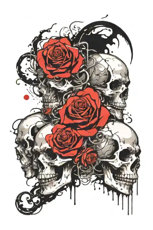 Skulls Roses Demons Angels Fighting Demons