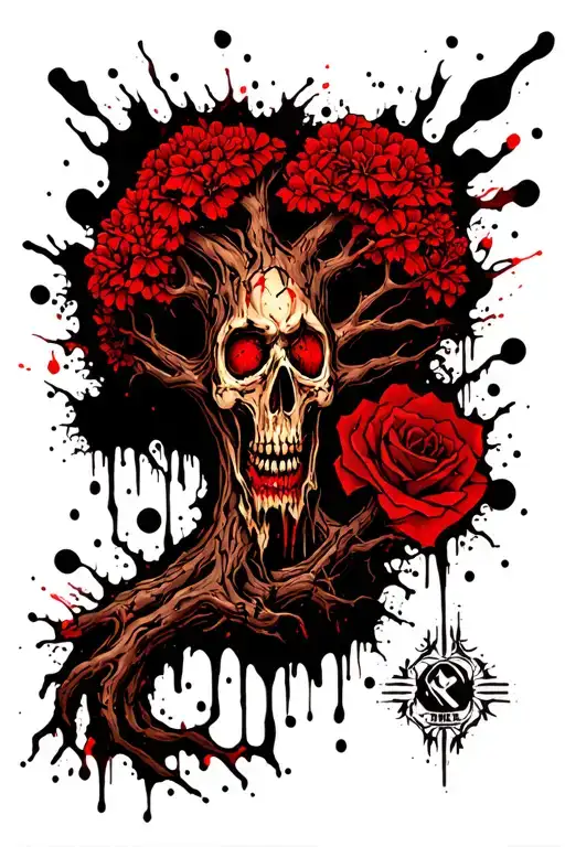 Leg Sleeve Irish Tattoo With Scary Tree