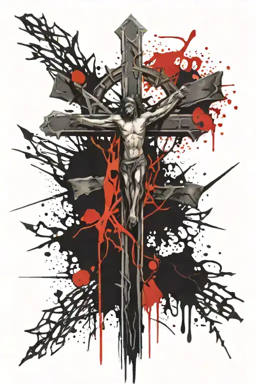 A Catholic Cross With The Crown Of Thorns On It