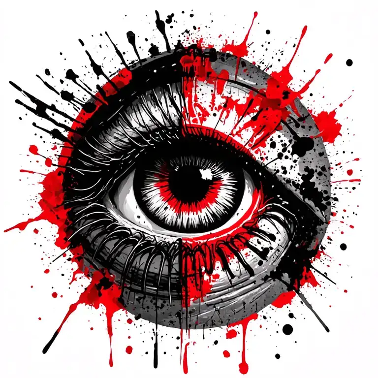 Halcon Volando Y Debajo Un Ojo Realista Y Debajo La Frase Everything Happens En Estilo Trash Polka