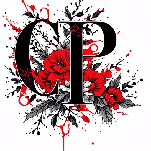 Initials C And P Intertwined With Vines And Flowers