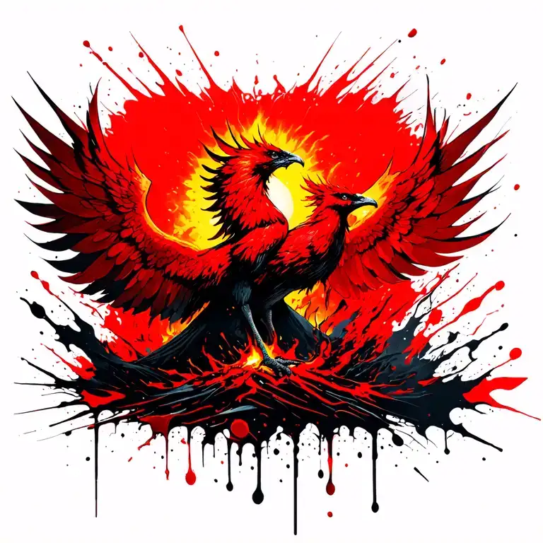 Phoenix Rising From Ashes Symbolizing Rebirth