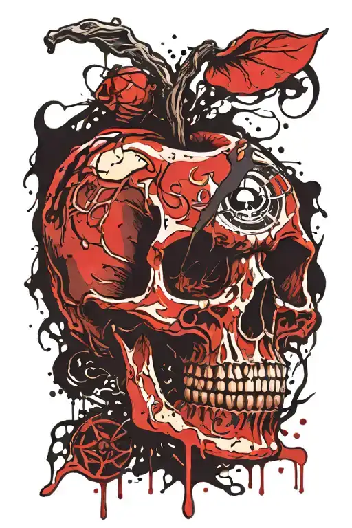 Rotten Apple With A Skull Face In It