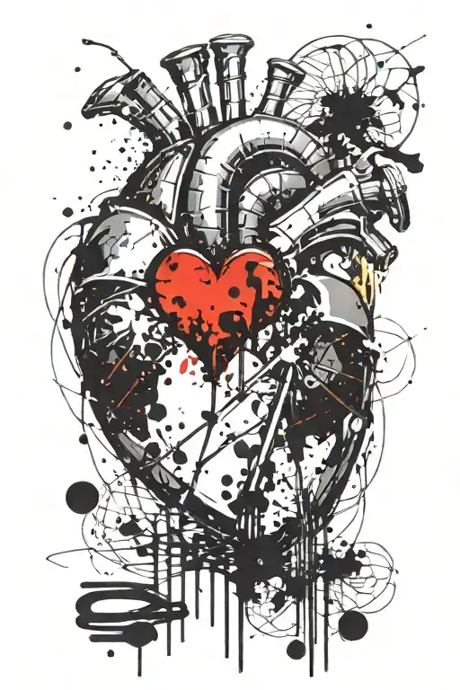 Inverted Heart Trash Polka Spray Brush Strokes