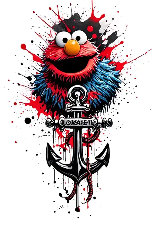 Cookie Monster With An Anchor Intertwined