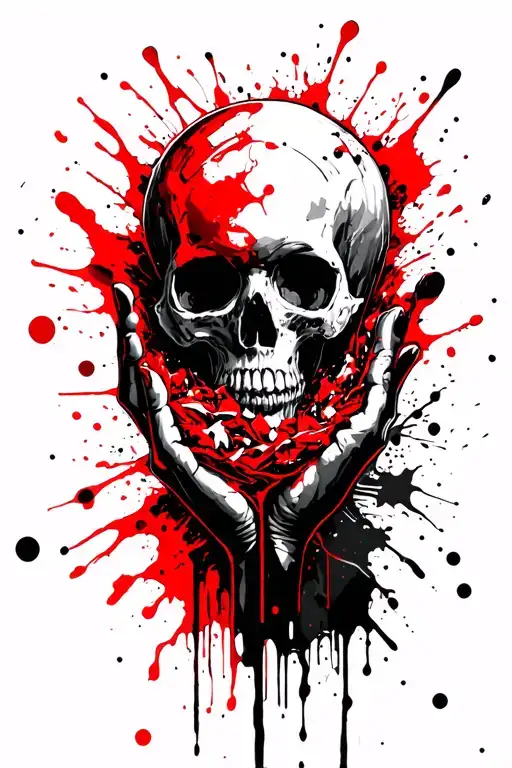 Momento Mori Momento Vivere Hand Holding Head That Is Splitting Open And Showing Skull Inside