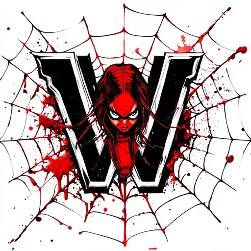 Black Widow With Web And The Initial W Replacing W