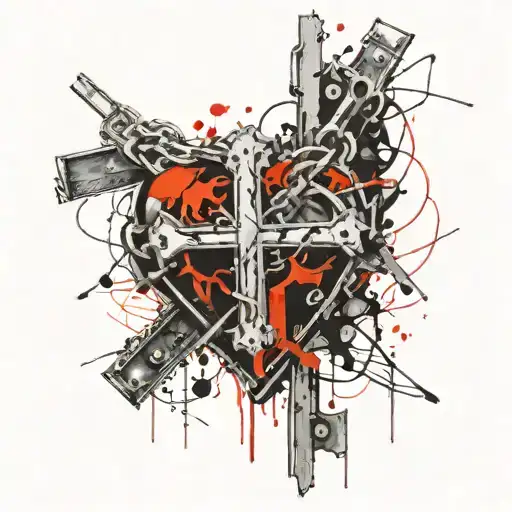 Cross And Heart Chained Down