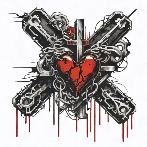 Heart Chained Onto A Cross
