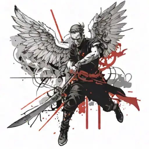 Angel With Sword Destroying Rapists Demon Who Have Skull