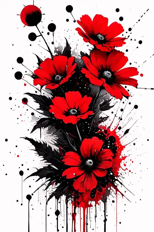 Abstract Flowers Red