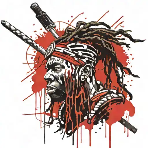 Dread Loc African Warrior Battling