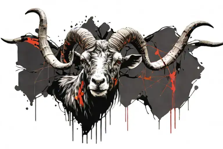 Metal Goat Head With Long Horns