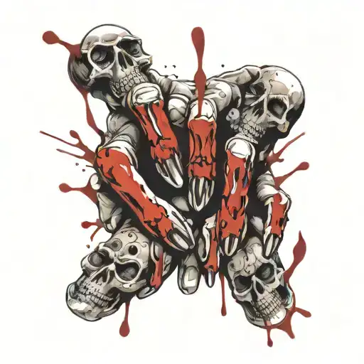 Bloody Skulls On Fingers