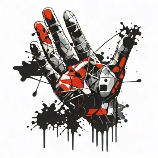 Fully Painted Fingers In Trash Polka Style
