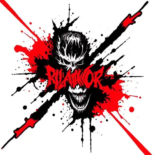 Blackout Tattoo With Color Demons Around It