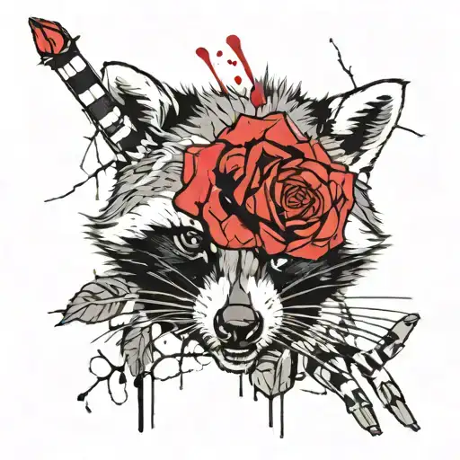 Racoon Holding A Rose