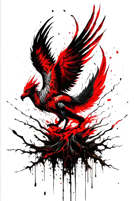 Phoenix Rising From Ths Ashes Of A Burning Tree