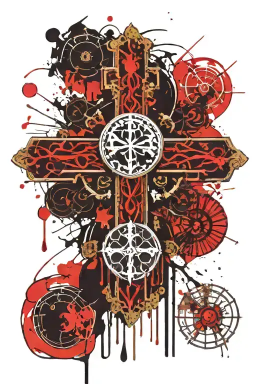 Orthodox Cross With Libra Zodiac Sign