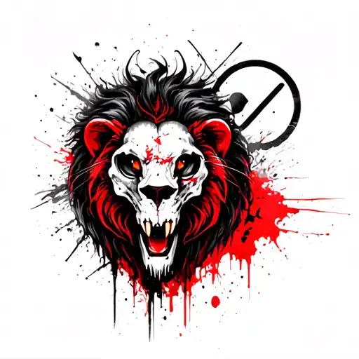 Lion Skull With A Black Widow In It's Eye With The Infinity Symbol Behind It All