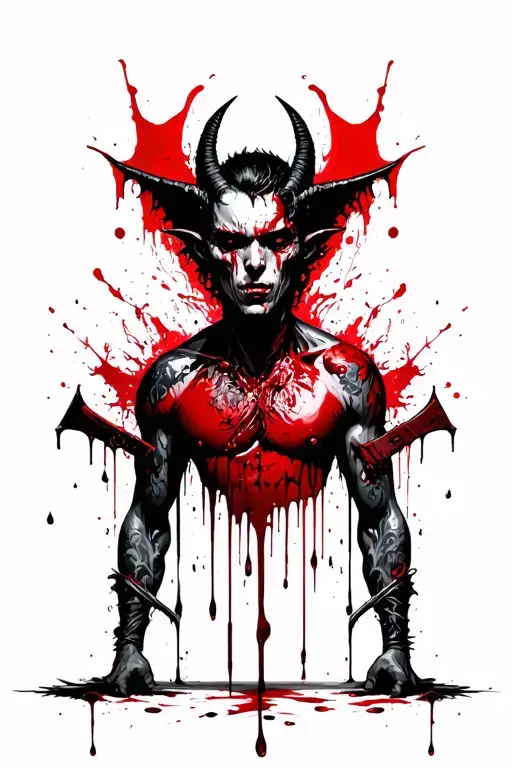 A Male Changeling Dripping With Blood Dripping And An Axe