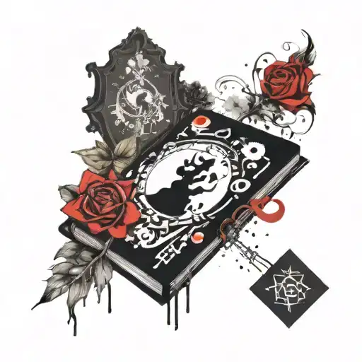 Spellbook Surrounded By Flowers Blending