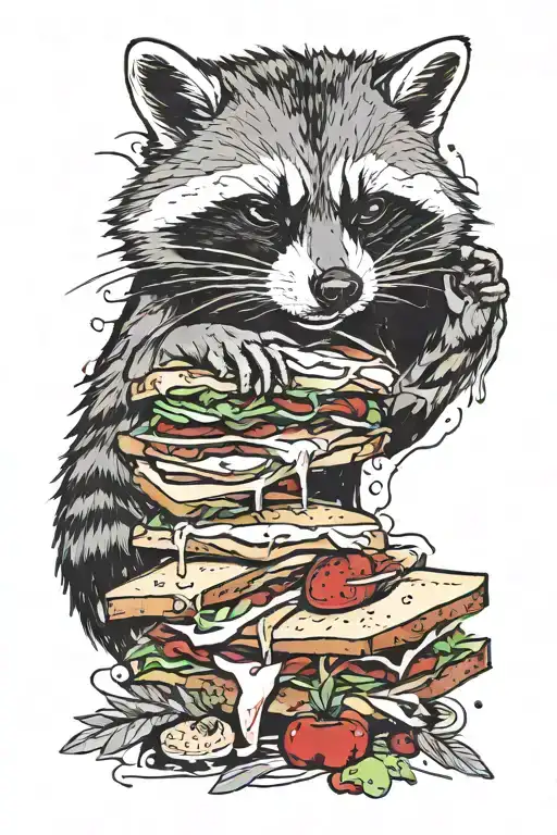 Racoon Sleeping On A Sub Sandwich