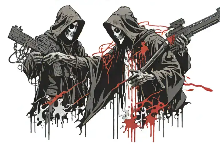 Grim Reaper Iced Out Chain And A Glock