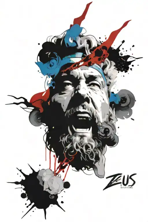 Zeus Holding A Lightning Blue