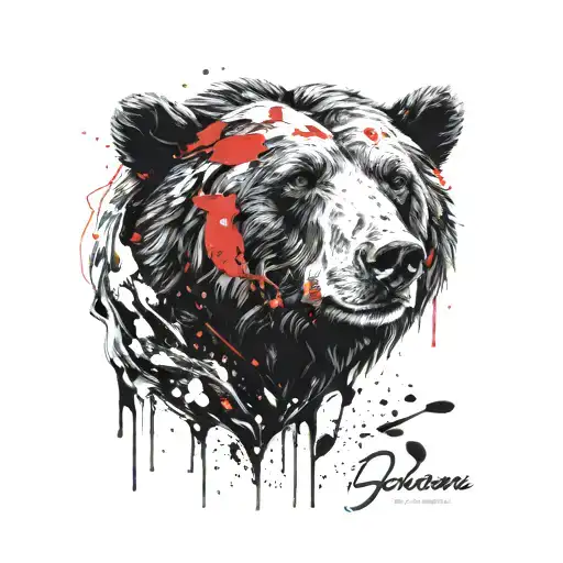 Bear's Face In The Mountain Water Flows From Above Forming The Eyes Of The Bear