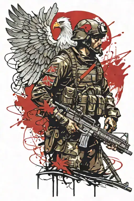 Polish Jw Grom Soldier With The Polish Eagle In The Background