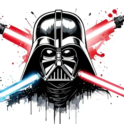 Darth Vader Helmet Lightsaber Crossed Blaster Space Filler